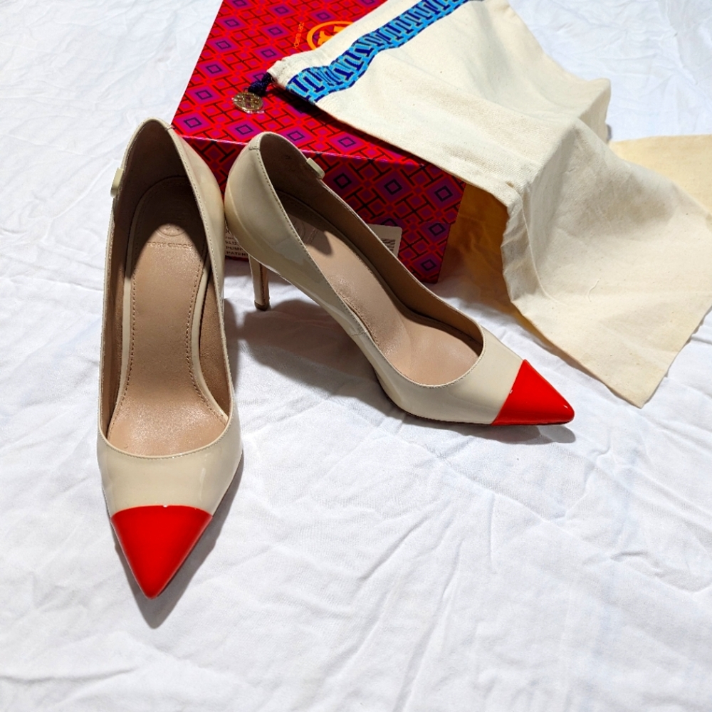 Tory Burch dulce de leches samba Elizabeth 85mm pump soft patent leather